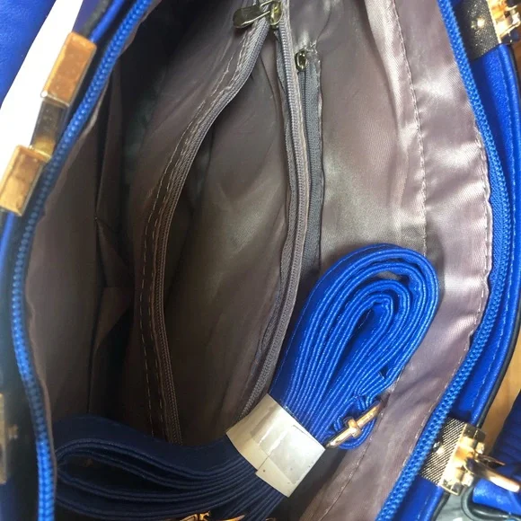 V-Accent Royal Blue Purse Women's Handbag - Picture 7 of 7